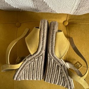 Yellow wedged sandals